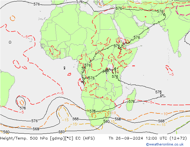 Height/Temp. 500 hPa EC (AIFS) Th 26.09.2024 12 UTC