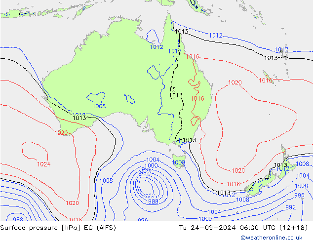 Surface pressure EC (AIFS) Tu 24.09.2024 06 UTC