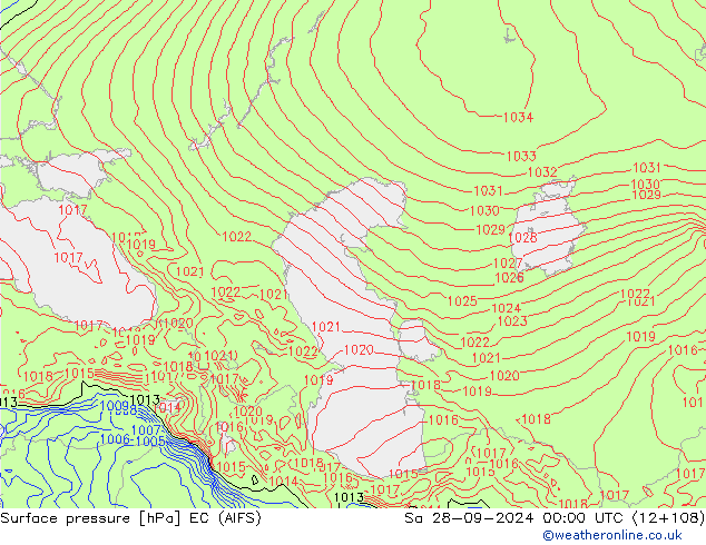 Surface pressure EC (AIFS) Sa 28.09.2024 00 UTC