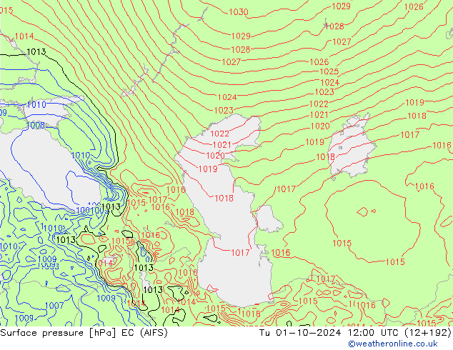 Presión superficial EC (AIFS) mar 01.10.2024 12 UTC