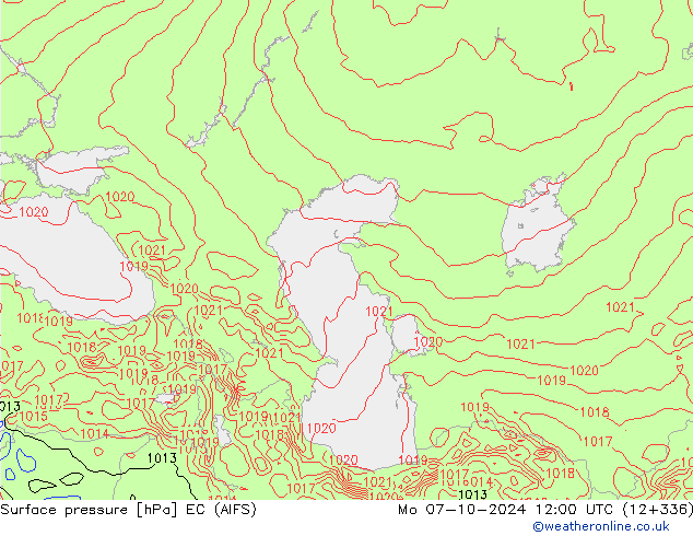 Surface pressure EC (AIFS) Mo 07.10.2024 12 UTC