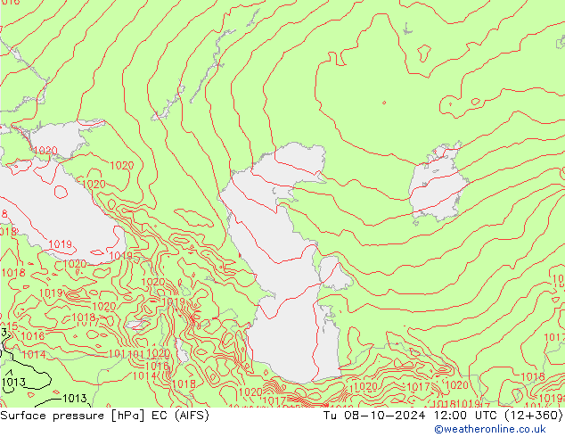 Surface pressure EC (AIFS) Tu 08.10.2024 12 UTC