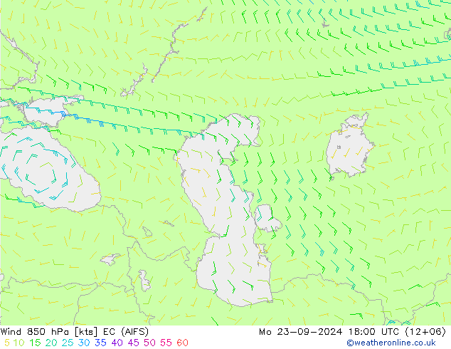 Vento 850 hPa EC (AIFS) Seg 23.09.2024 18 UTC