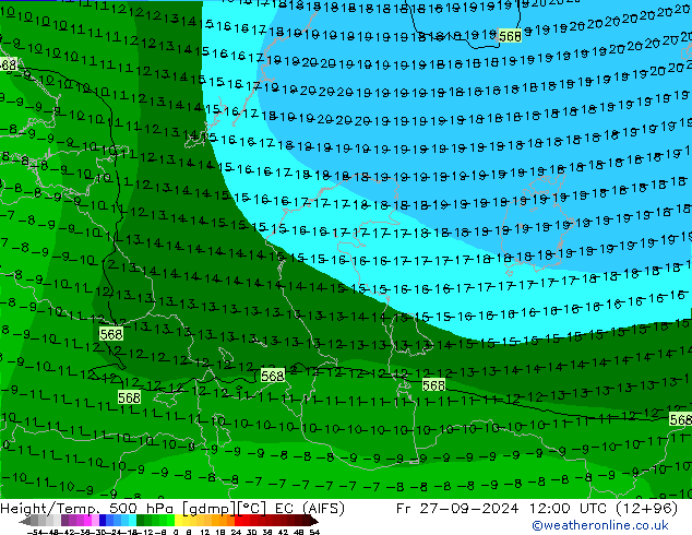 Height/Temp. 500 hPa EC (AIFS) Fr 27.09.2024 12 UTC