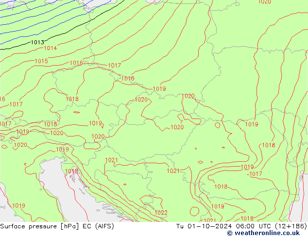 Surface pressure EC (AIFS) Tu 01.10.2024 06 UTC