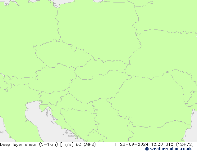 Deep layer shear (0-1km) EC (AIFS) Th 26.09.2024 12 UTC