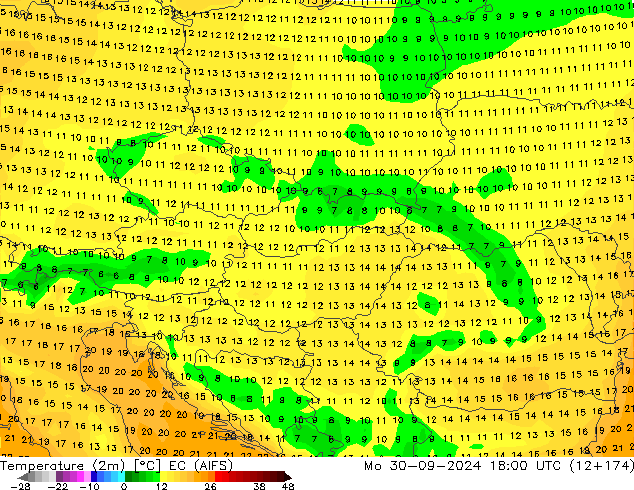 карта температуры EC (AIFS) пн 30.09.2024 18 UTC
