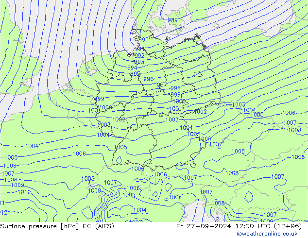 Surface pressure EC (AIFS) Fr 27.09.2024 12 UTC