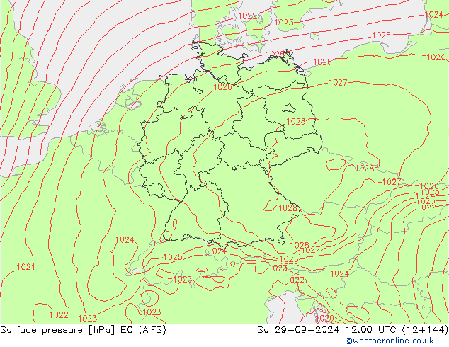 Surface pressure EC (AIFS) Su 29.09.2024 12 UTC