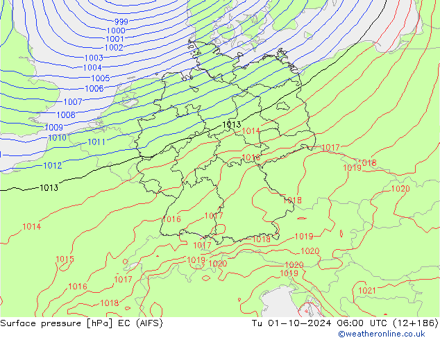 Surface pressure EC (AIFS) Tu 01.10.2024 06 UTC