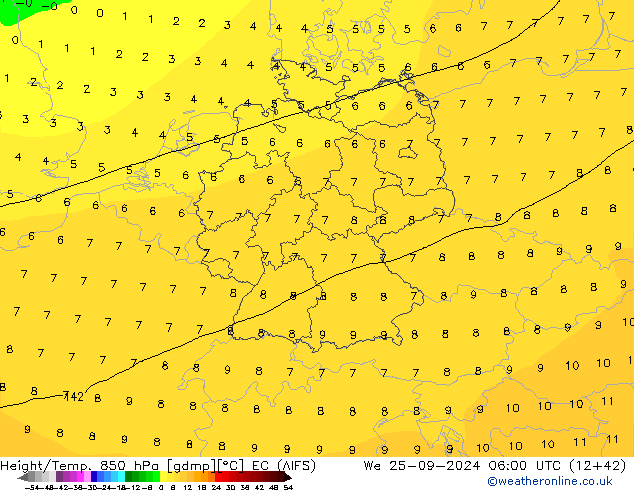 Height/Temp. 850 hPa EC (AIFS) Mi 25.09.2024 06 UTC