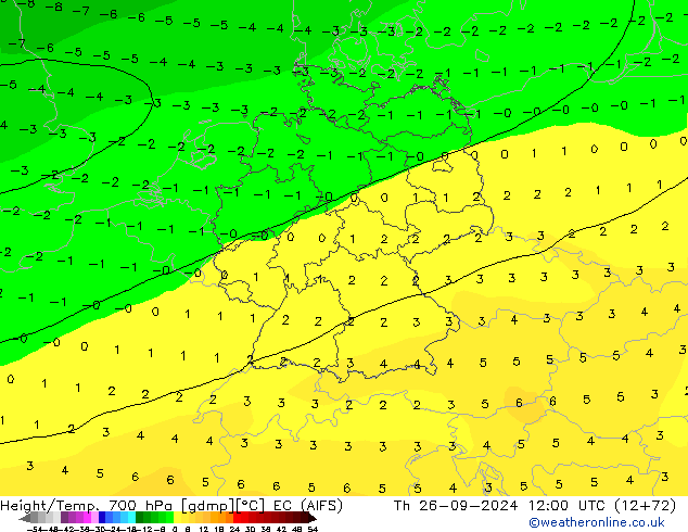 Height/Temp. 700 гПа EC (AIFS) чт 26.09.2024 12 UTC