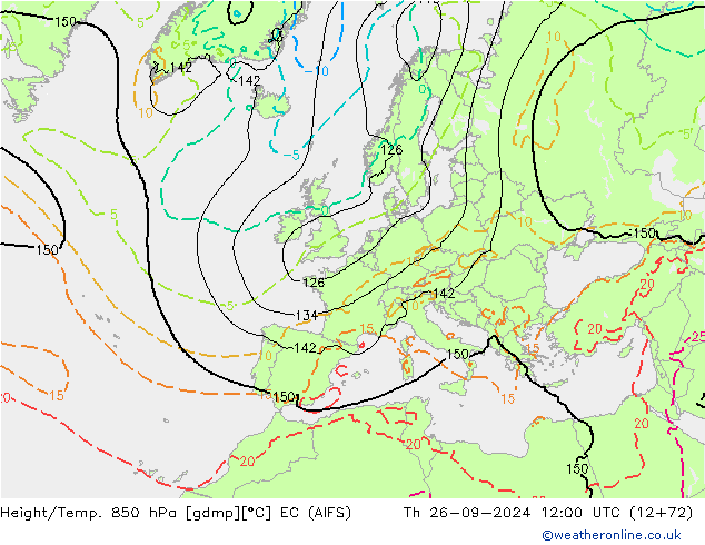 Height/Temp. 850 hPa EC (AIFS) Th 26.09.2024 12 UTC