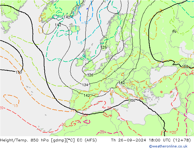 Hoogte/Temp. 850 hPa EC (AIFS) do 26.09.2024 18 UTC