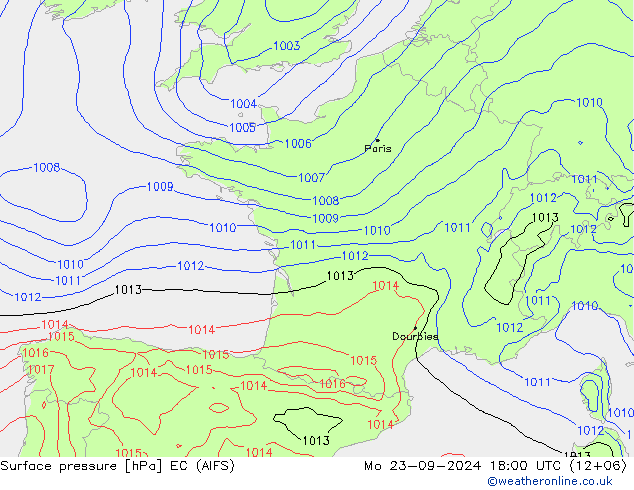 Surface pressure EC (AIFS) Mo 23.09.2024 18 UTC