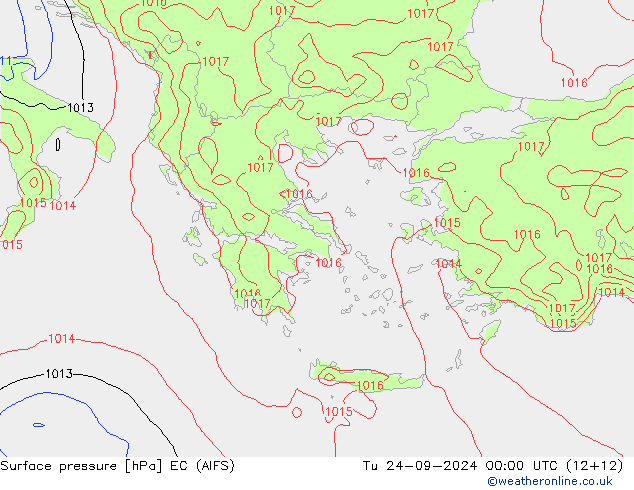 Surface pressure EC (AIFS) Tu 24.09.2024 00 UTC