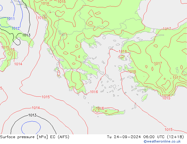 Surface pressure EC (AIFS) Tu 24.09.2024 06 UTC