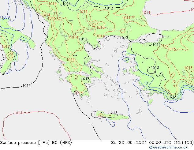 Pressione al suolo EC (AIFS) sab 28.09.2024 00 UTC