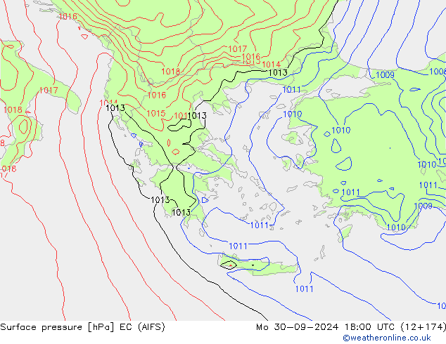 ciśnienie EC (AIFS) pon. 30.09.2024 18 UTC