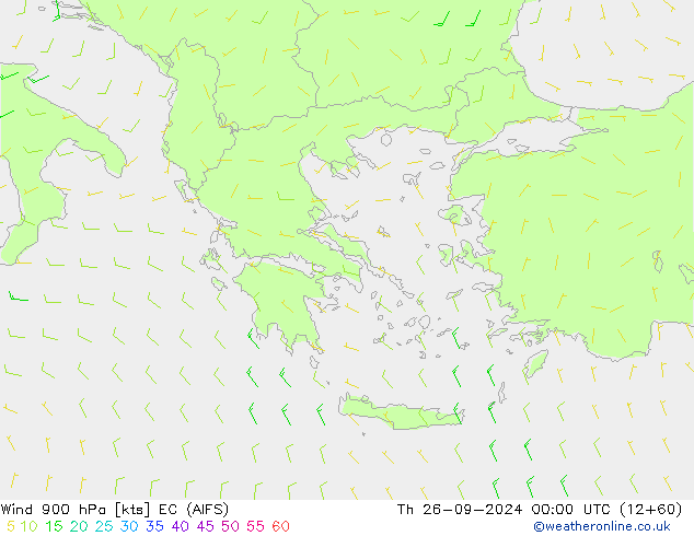 Vent 900 hPa EC (AIFS) jeu 26.09.2024 00 UTC