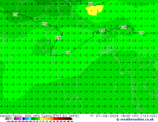 Height/Temp. 500 hPa EC (AIFS)  27.09.2024 18 UTC