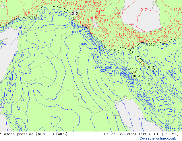 Surface pressure EC (AIFS) Fr 27.09.2024 00 UTC