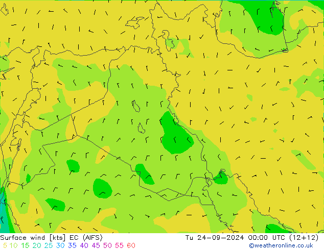 Vent 10 m EC (AIFS) mar 24.09.2024 00 UTC