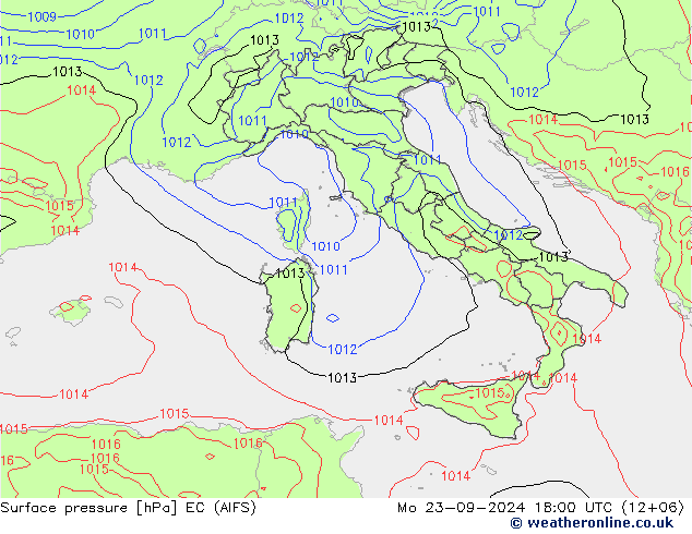 Surface pressure EC (AIFS) Mo 23.09.2024 18 UTC