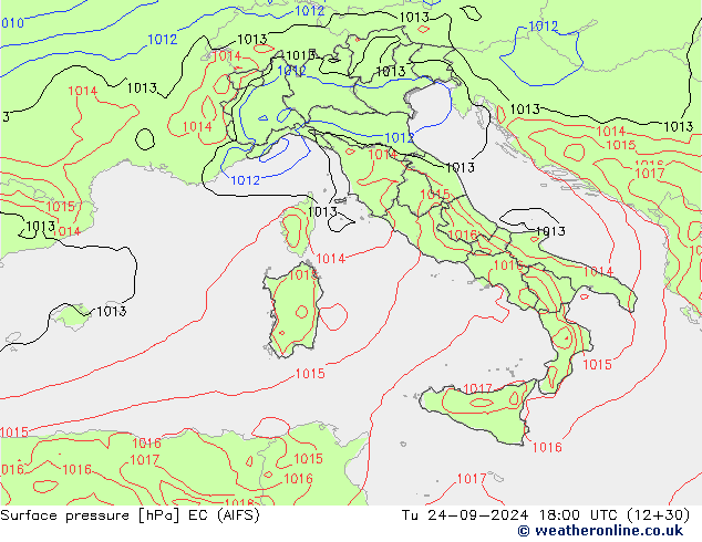 Yer basıncı EC (AIFS) Sa 24.09.2024 18 UTC