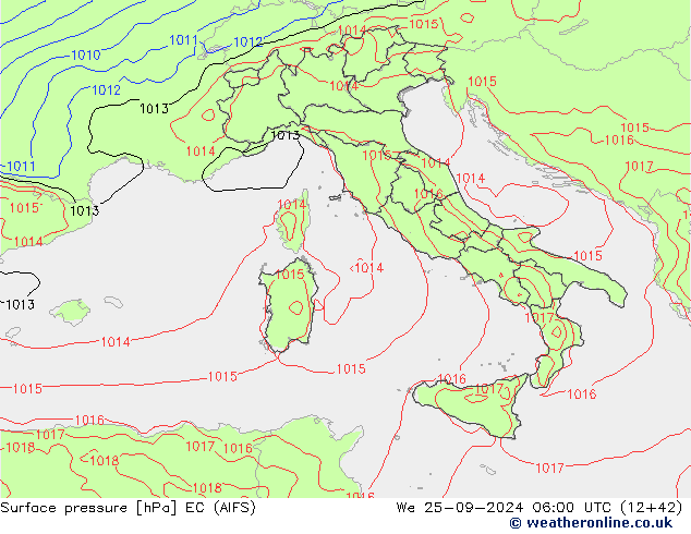 Yer basıncı EC (AIFS) Çar 25.09.2024 06 UTC