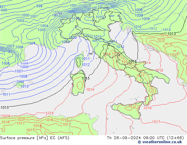 Atmosférický tlak EC (AIFS) Čt 26.09.2024 06 UTC