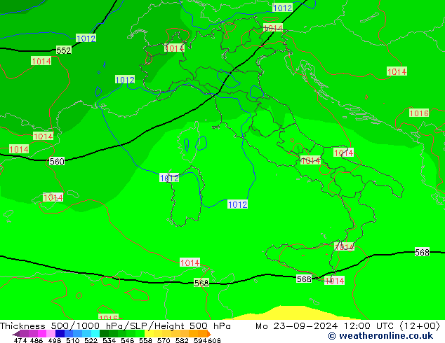 Thck 500-1000hPa EC (AIFS)  23.09.2024 12 UTC