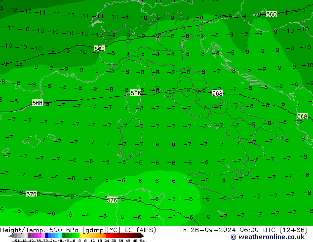 Height/Temp. 500 hPa EC (AIFS) Th 26.09.2024 06 UTC