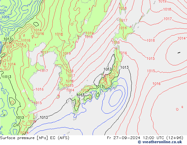 Surface pressure EC (AIFS) Fr 27.09.2024 12 UTC