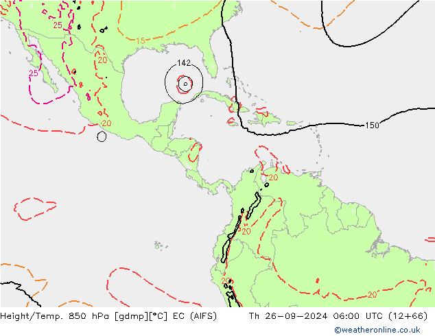 Height/Temp. 850 hPa EC (AIFS) Qui 26.09.2024 06 UTC