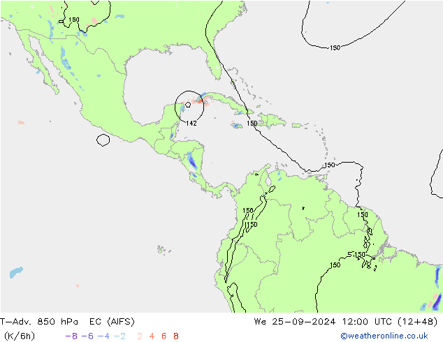 T-Adv. 850 hPa EC (AIFS) St 25.09.2024 12 UTC