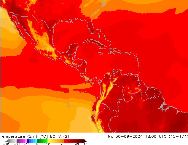 Temperatura (2m) EC (AIFS) lun 30.09.2024 18 UTC