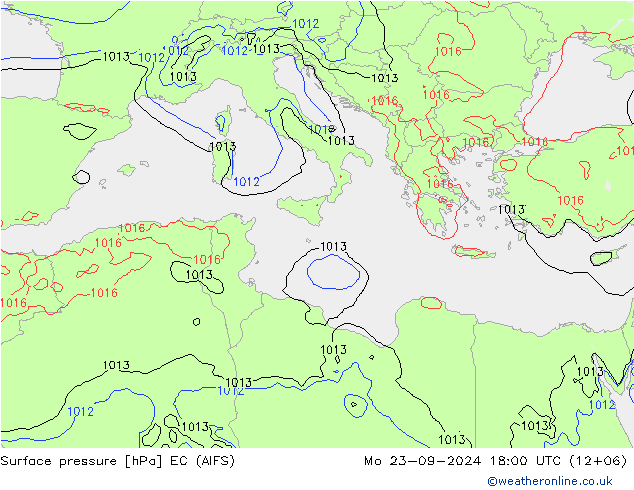 Surface pressure EC (AIFS) Mo 23.09.2024 18 UTC