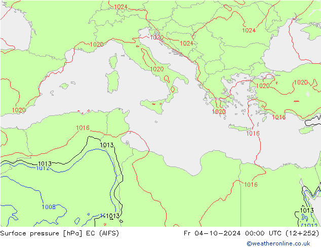 ciśnienie EC (AIFS) pt. 04.10.2024 00 UTC