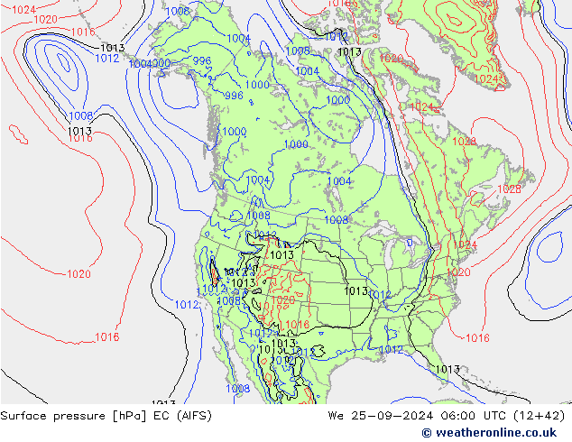 Surface pressure EC (AIFS) We 25.09.2024 06 UTC