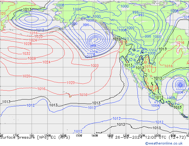 Atmosférický tlak EC (AIFS) Čt 26.09.2024 12 UTC