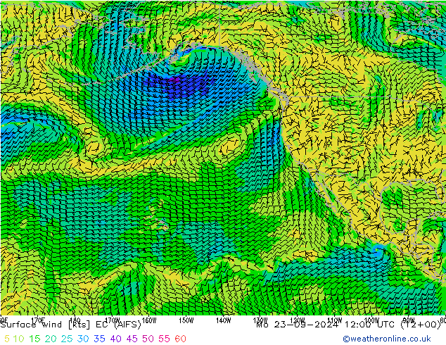 Surface wind EC (AIFS) Mo 23.09.2024 12 UTC