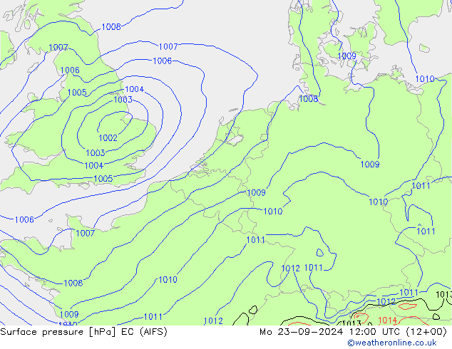 Luchtdruk (Grond) EC (AIFS) ma 23.09.2024 12 UTC