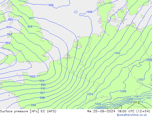 Surface pressure EC (AIFS) We 25.09.2024 18 UTC