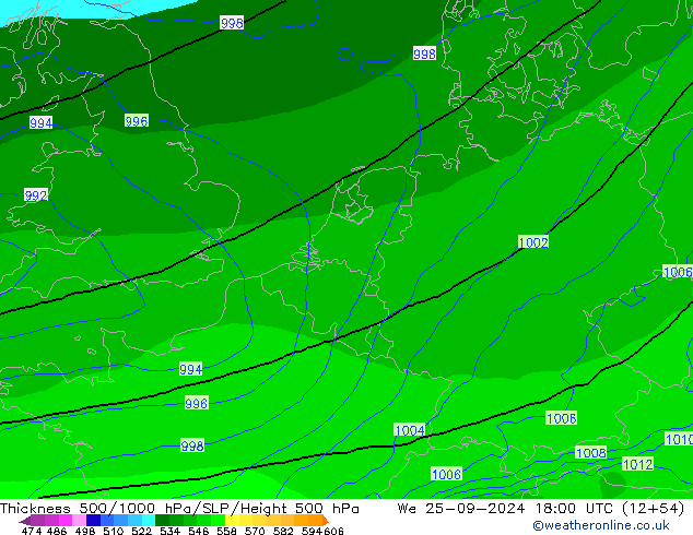 Thck 500-1000hPa EC (AIFS) We 25.09.2024 18 UTC