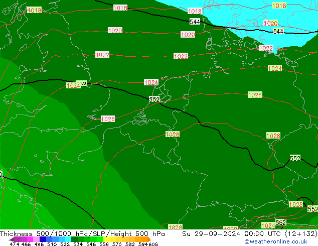 Schichtdicke 500-1000 hPa EC (AIFS) So 29.09.2024 00 UTC