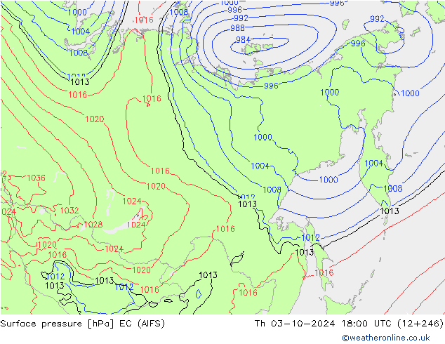 pression de l'air EC (AIFS) jeu 03.10.2024 18 UTC