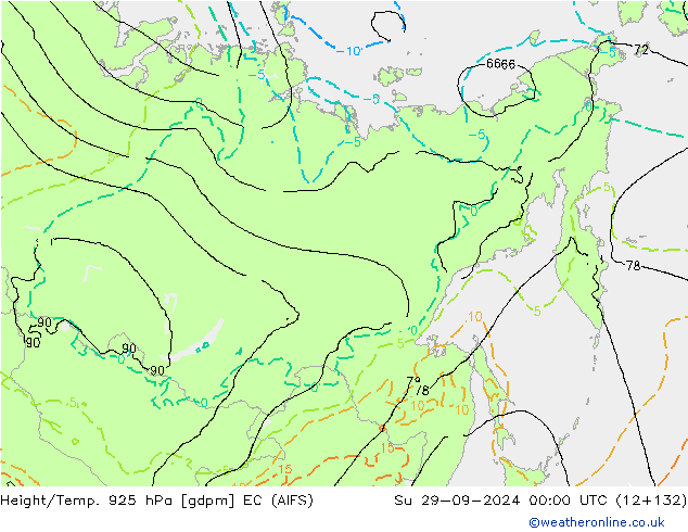 Yükseklik/Sıc. 925 hPa EC (AIFS) Paz 29.09.2024 00 UTC