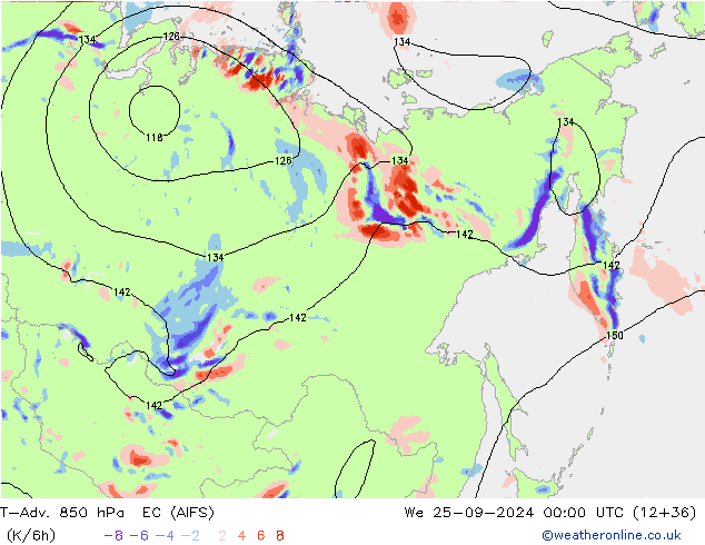 T-Adv. 850 hPa EC (AIFS) St 25.09.2024 00 UTC