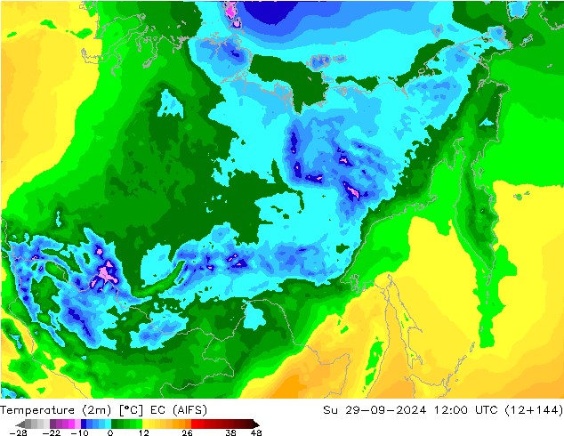 Temperatura (2m) EC (AIFS) dom 29.09.2024 12 UTC